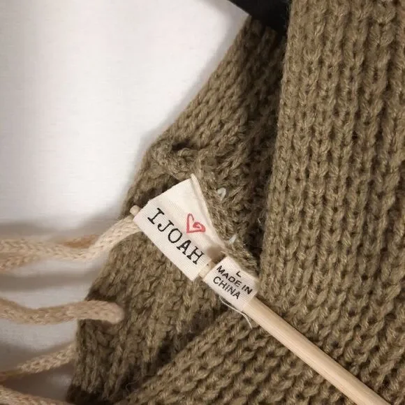 IJOAH Slouchy Knit Sweater Open Back Criss-Cross Lacing Mohair Blend SZ Large - Picture 9 of 13